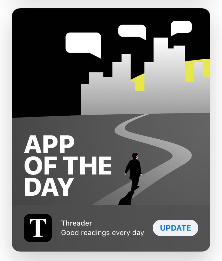 Threader featured App of the Day on the App Store